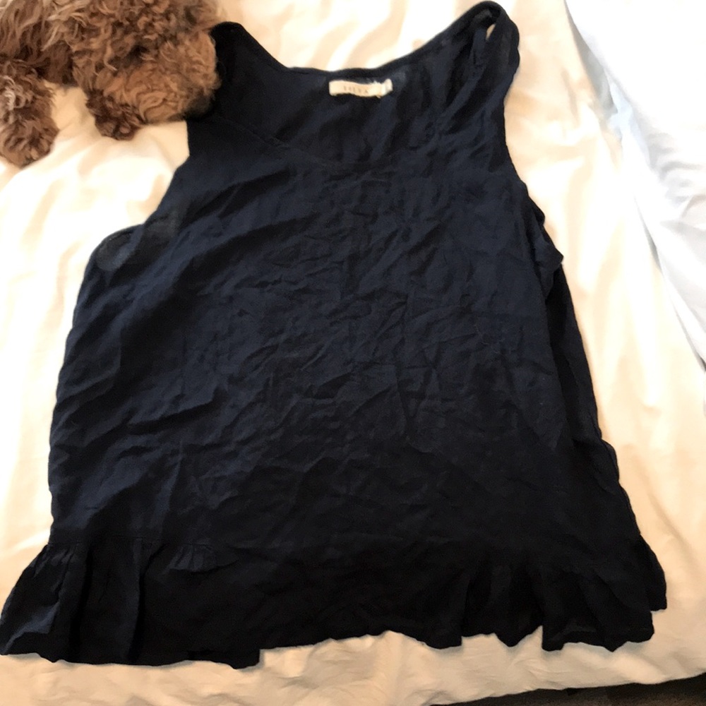 Navy blue Lily’s tank. Light ruffle hem.
